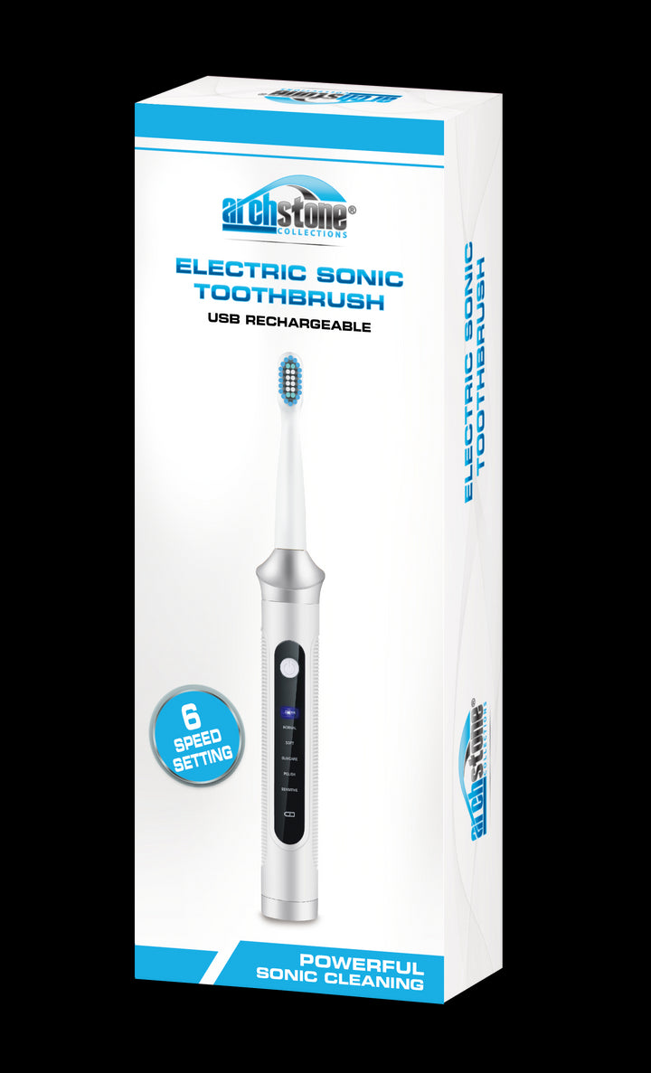 Electric Toothbrush - 3 Brush Heads, Rechargeable Battery, USB Plug