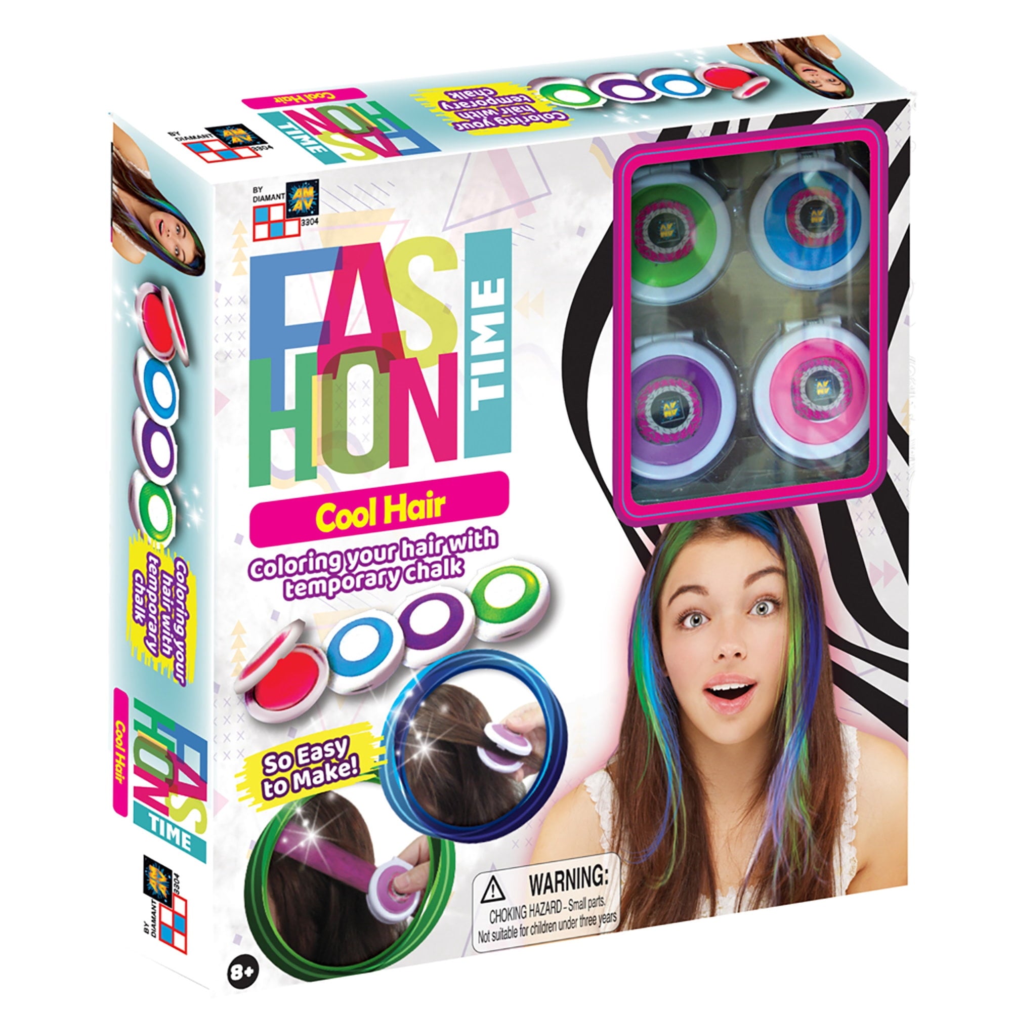 AMAV Fashion Time Cool Hair, Hair Coloring Kit with Temporary Chalk, Children Ages 8 Years and Up