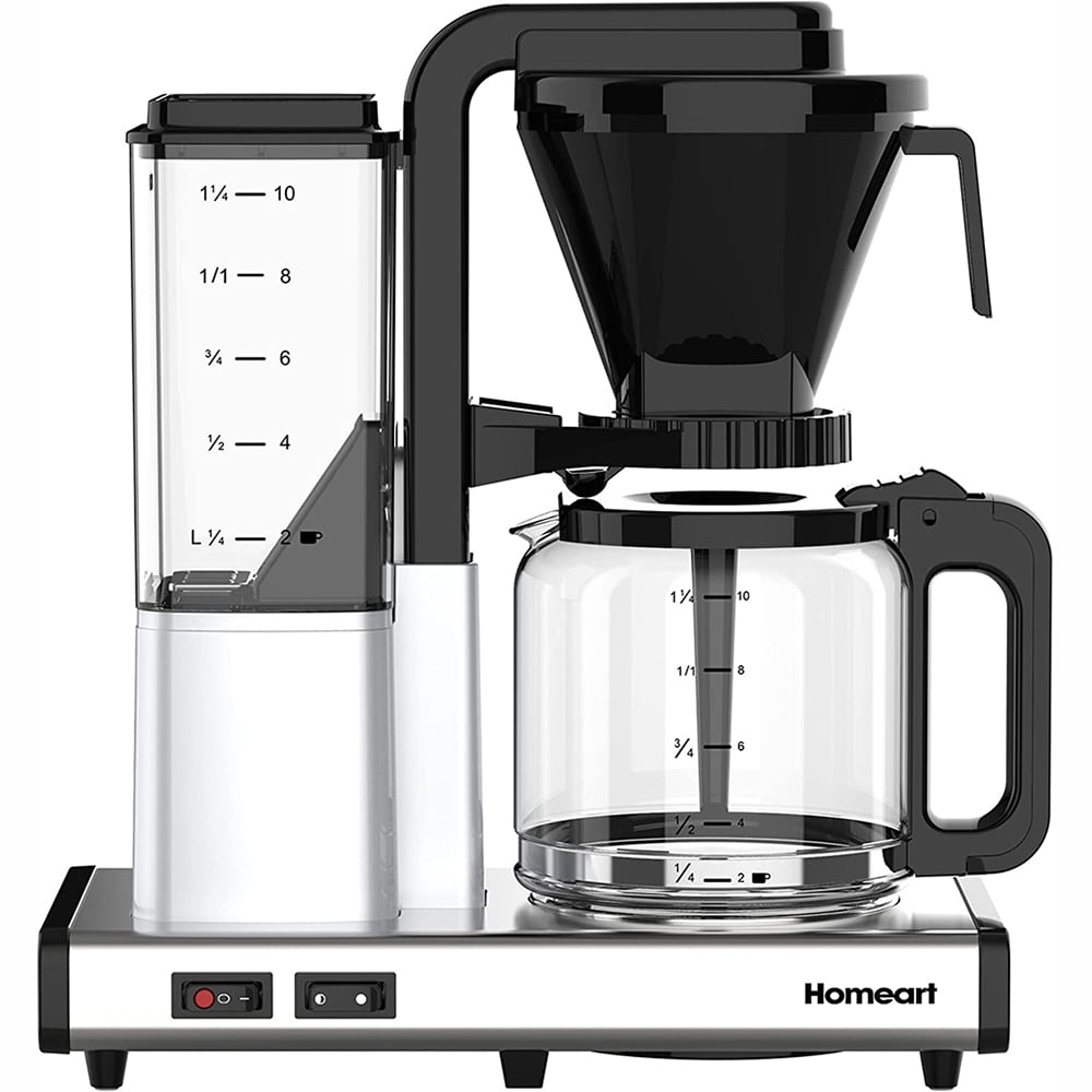 Homeart Coffee Virtuoso Gourmet Coffee Maker with Automatic Anti Drip, Auto Shut-Off & Removable Filter Holder, Makes 12 Cups - Chrome