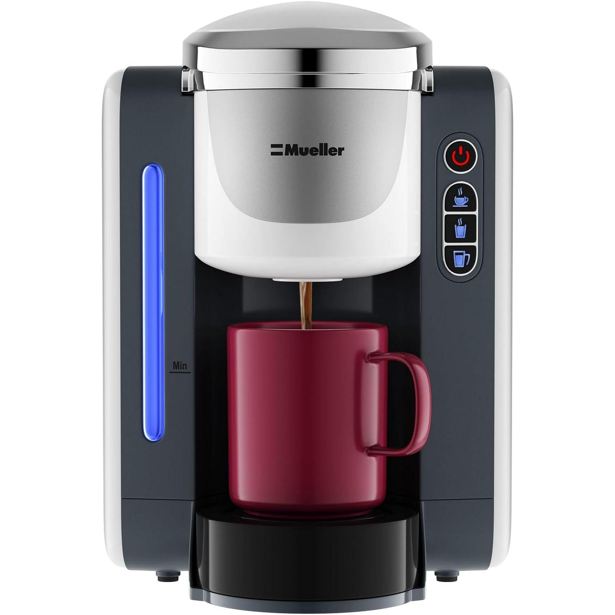 Mueller Single Serve Pod Compatible Coffee Maker Machine With 4 Brew Sizes, Rapid Brew Technology with Large Removable 48 oz Water Tank