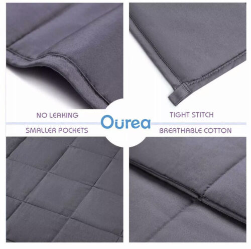Ourea Adult Weighted Blanket Queen Size 20lbs 60" x 80" Dark Gray Bedding