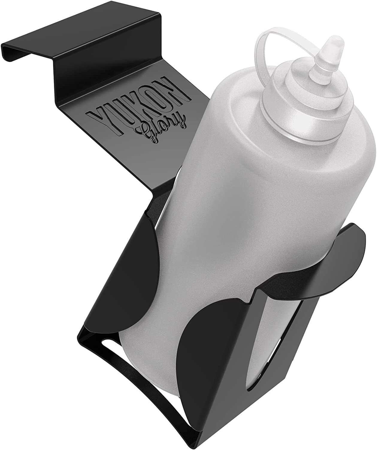 Yukon Glory Squeeze Bottle Holder - Designed to fit Blackstone Griddle Models 1517 and 1825 - Set of 2 Black Stainless Steel Holders for Griddle Squeeze Bottles (Not For Table-Top or Pro-series)