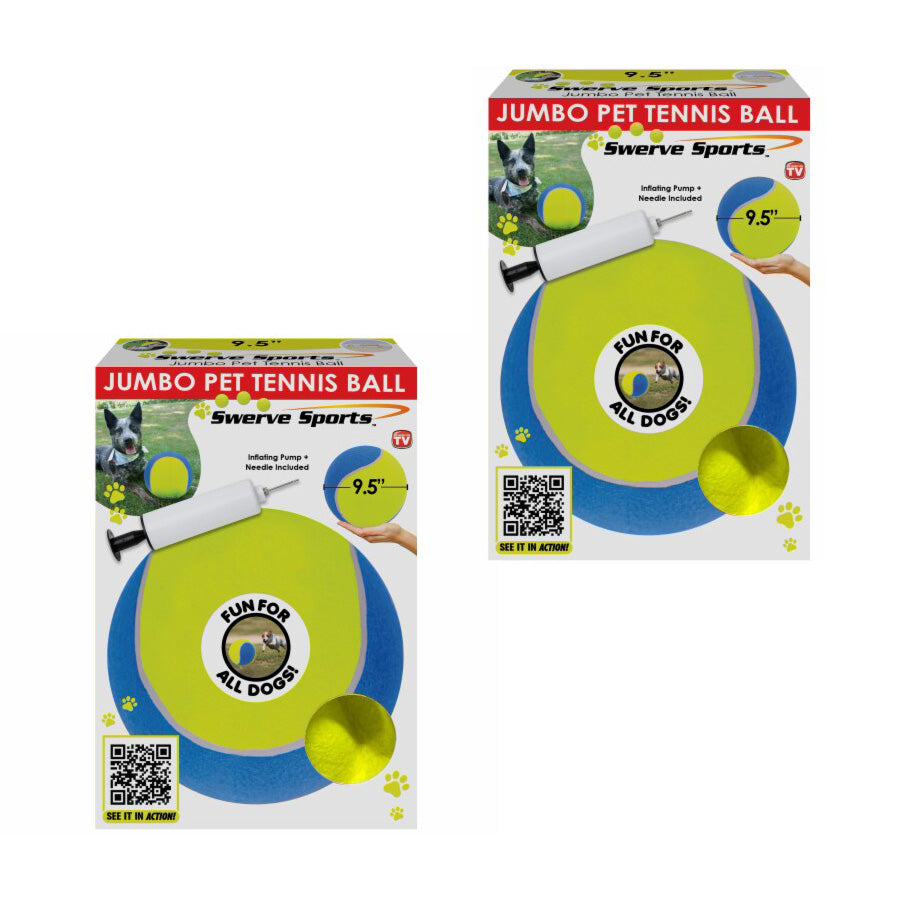 Swerve Sports Jumbo Pet Tennis Ball - 9.5" Green, 2 Pack