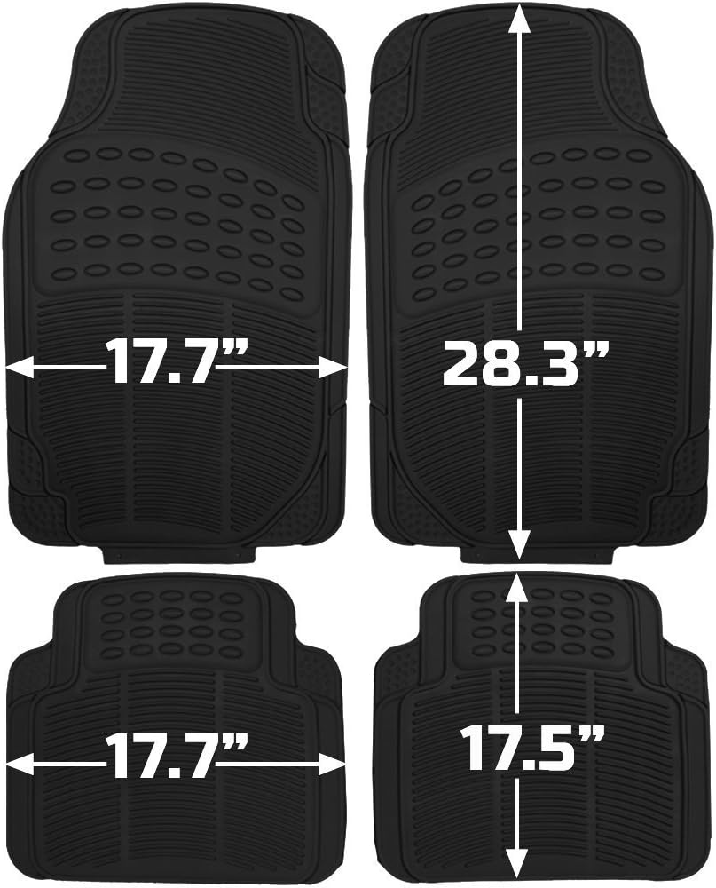 Trapper's Peak Trimmable Automotive Floor Mats for all weather, 4pc Full Set Black