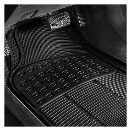 Trapper's Peak Automotive Floor Mats Solid ClimaProof for all weather protection Universal Fit Trimmable Heavy Duty fits most Cars, SUVs, and Trucks, 4pc Full Set Black