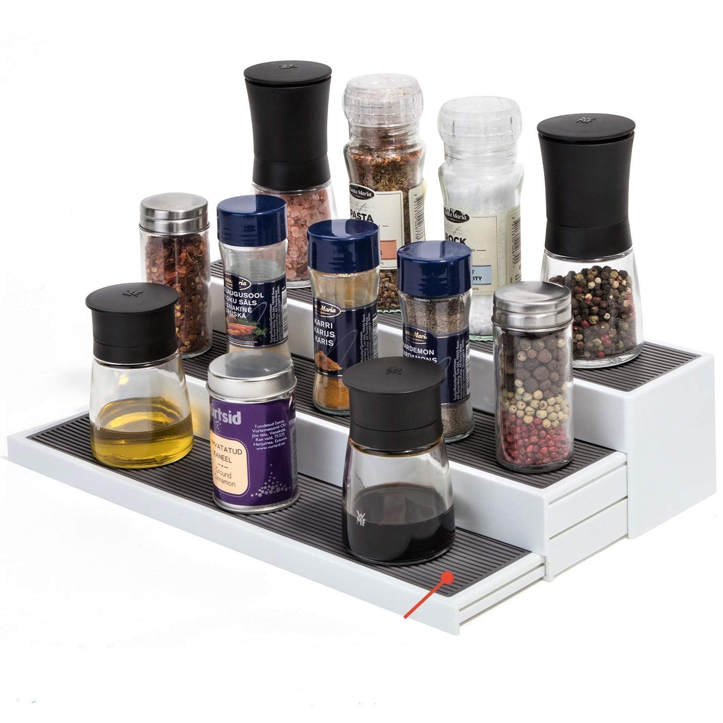 WonderWorker High Non-Skid 3-Tier Spice Rack, Kitchen Cabinet Organizer, Expandable, Modern Design