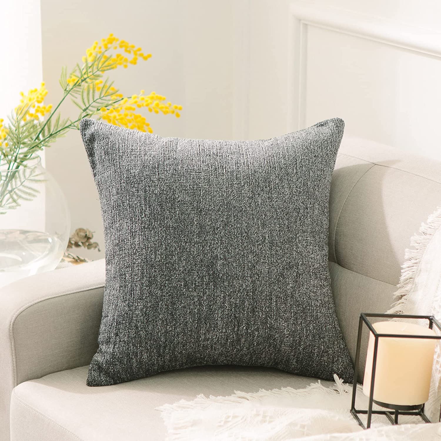 Callaway Chenille Chair With Throw Pillow Gray - Main Image