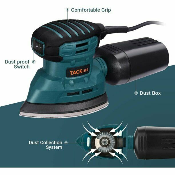Tacklife PMS01AS Detail Mouse Sander with 12 Sandpapers