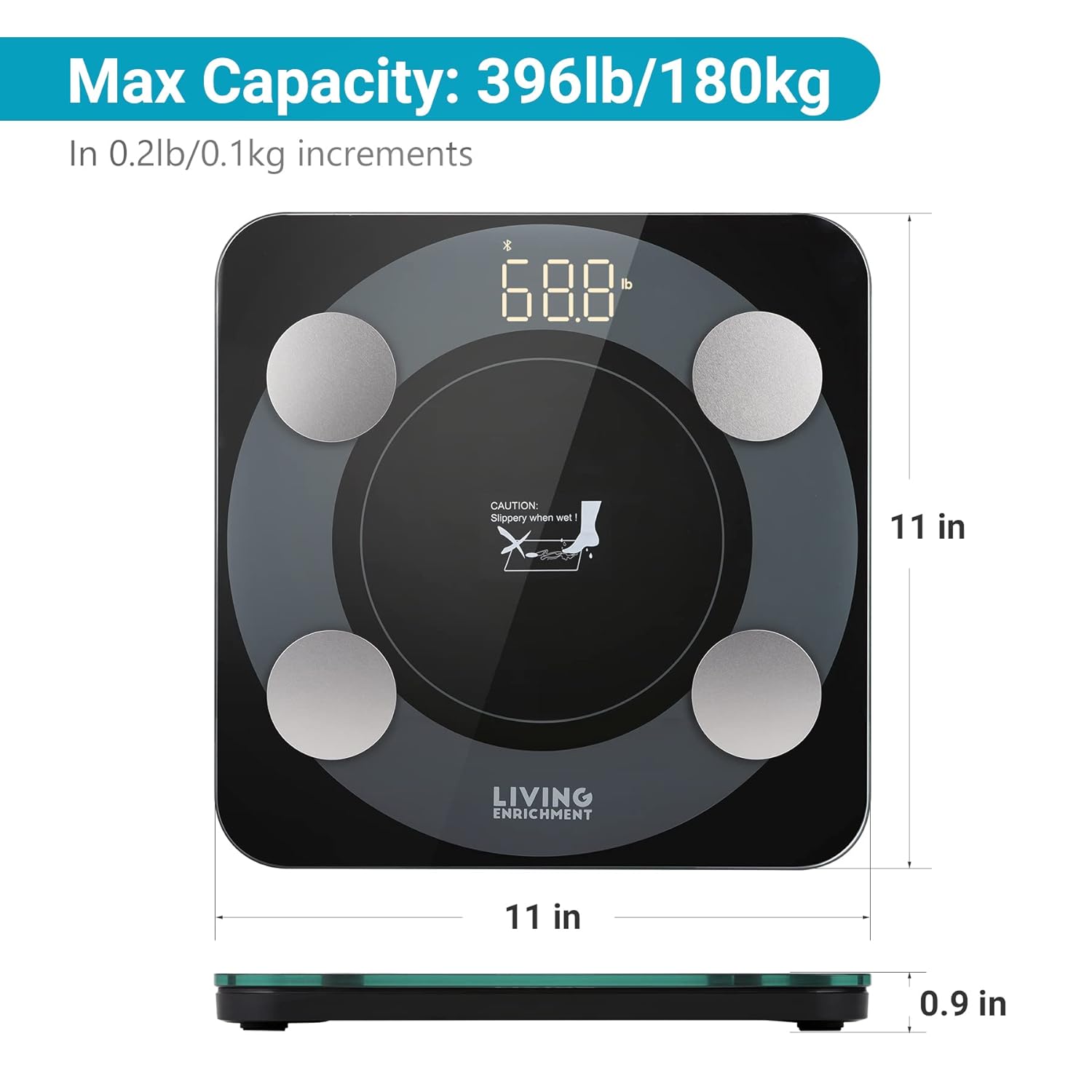 Living Enrichment Bluetooth Scale for Body Weight up to 396 lbs