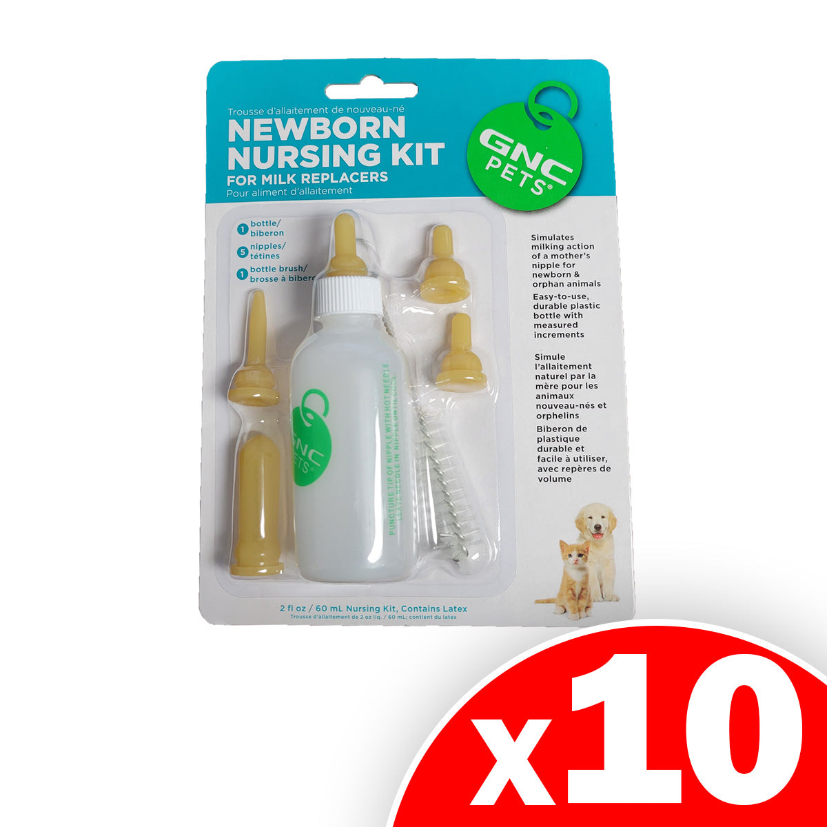 GNC Pets Newborn Nursing Kit for Puppy & Kitten Milk Replacers, 10 Pack