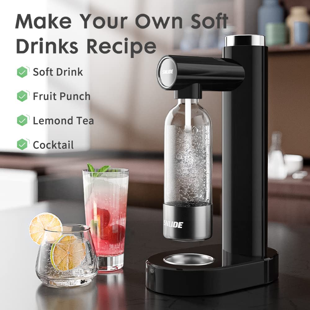 SNLIDE Soda Water Machine with 1000ML Bottle, DIY Stickers and One 60L CO2 Exchange Carbonator