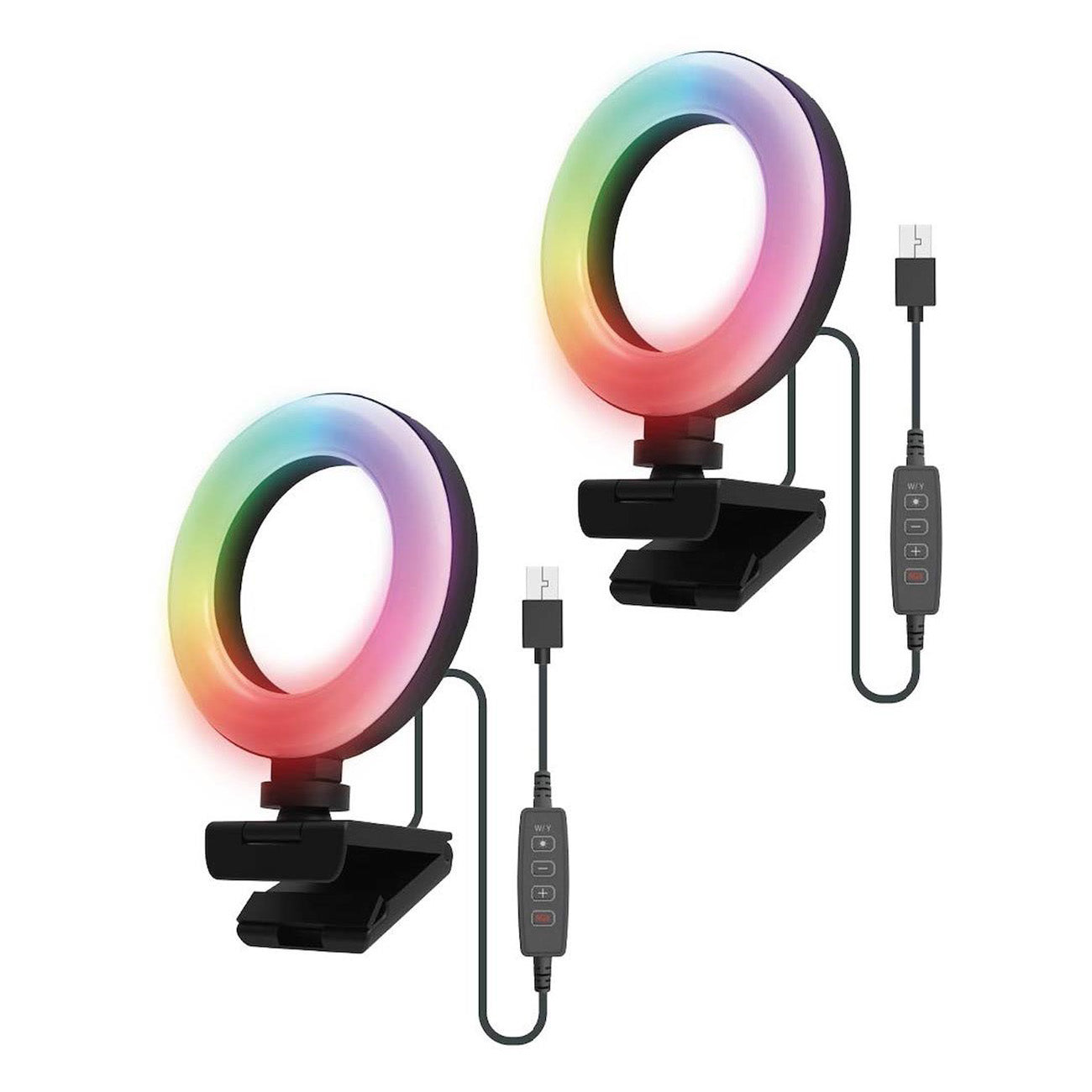 Digipower 4.5" Clip-On Laptop RGB Video Ring Light, 7 Color & 11 Special Effects W/Full Remote Control, 2 Pack