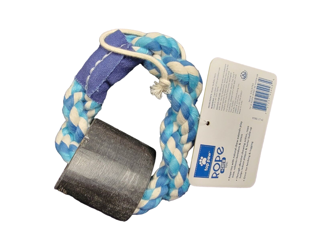 Top Paw Circular woven Rope +Chew Toy with Natural Horn