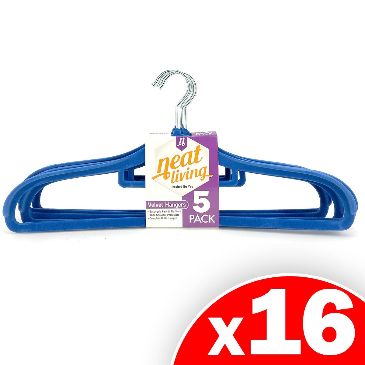 Neat Living Premium Velvet Hangers, 16 packs of 5