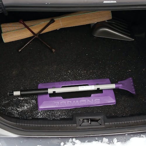 Snow Joe Jumbo Telescoping Snow Broom + Ice Scraper, Purple