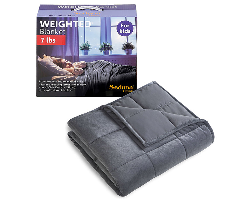 Sedona House 7 lb. Silky Velvet Weighted Blanket for Kids, Reversible & Machine Washable blanket, Dark Grey, 41X60 inches