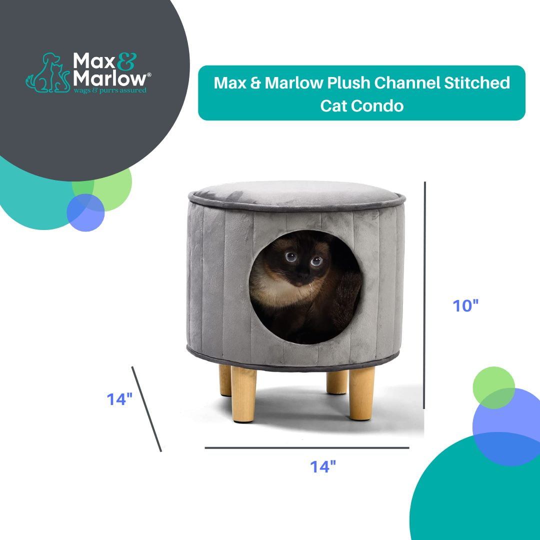 Max & Marlow Hide-A-Way Plush Cat Condo Stool