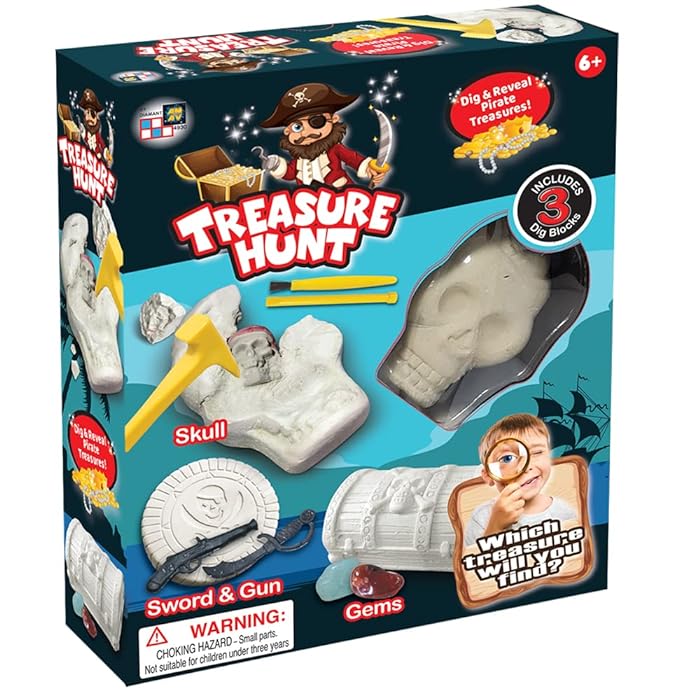 AMAV Toys Treasure Hunt Pirates' Theme  Dig and Reveal Three Treasures, dig Blocks with Creative Surprise in Each Block. Go on a Treasure Hunt with Your Friend. Age 6 and Above