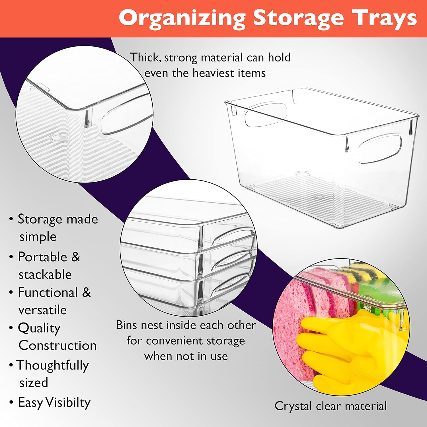 ClearSpace Plastic Storage Bins  Perfect Kitchen Organization or Pantry Storage  Fridge Organizer, Pantry Organization and Storage Bins, Cabinet Organizers 8 Pack