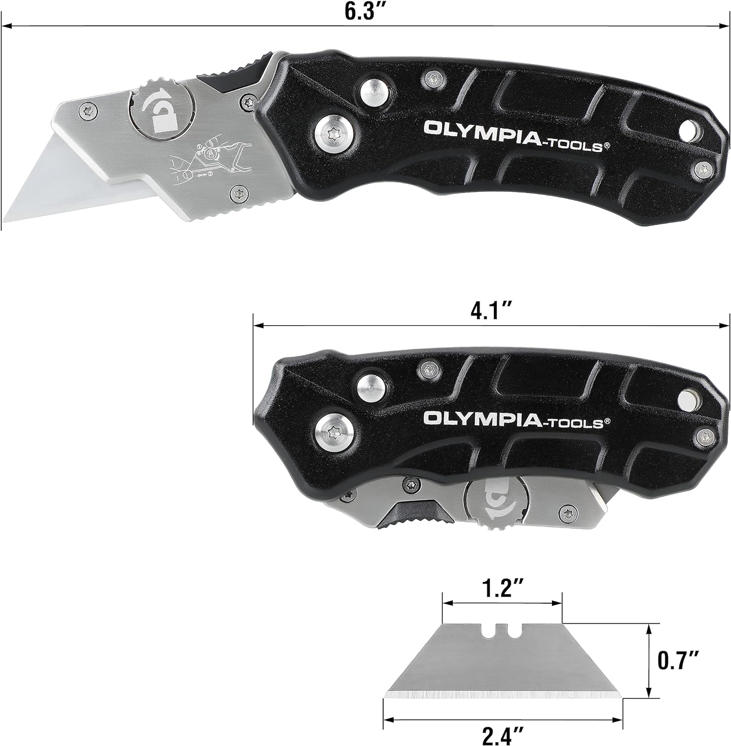 Olympia Tools Turbofold Utility Knife, Black