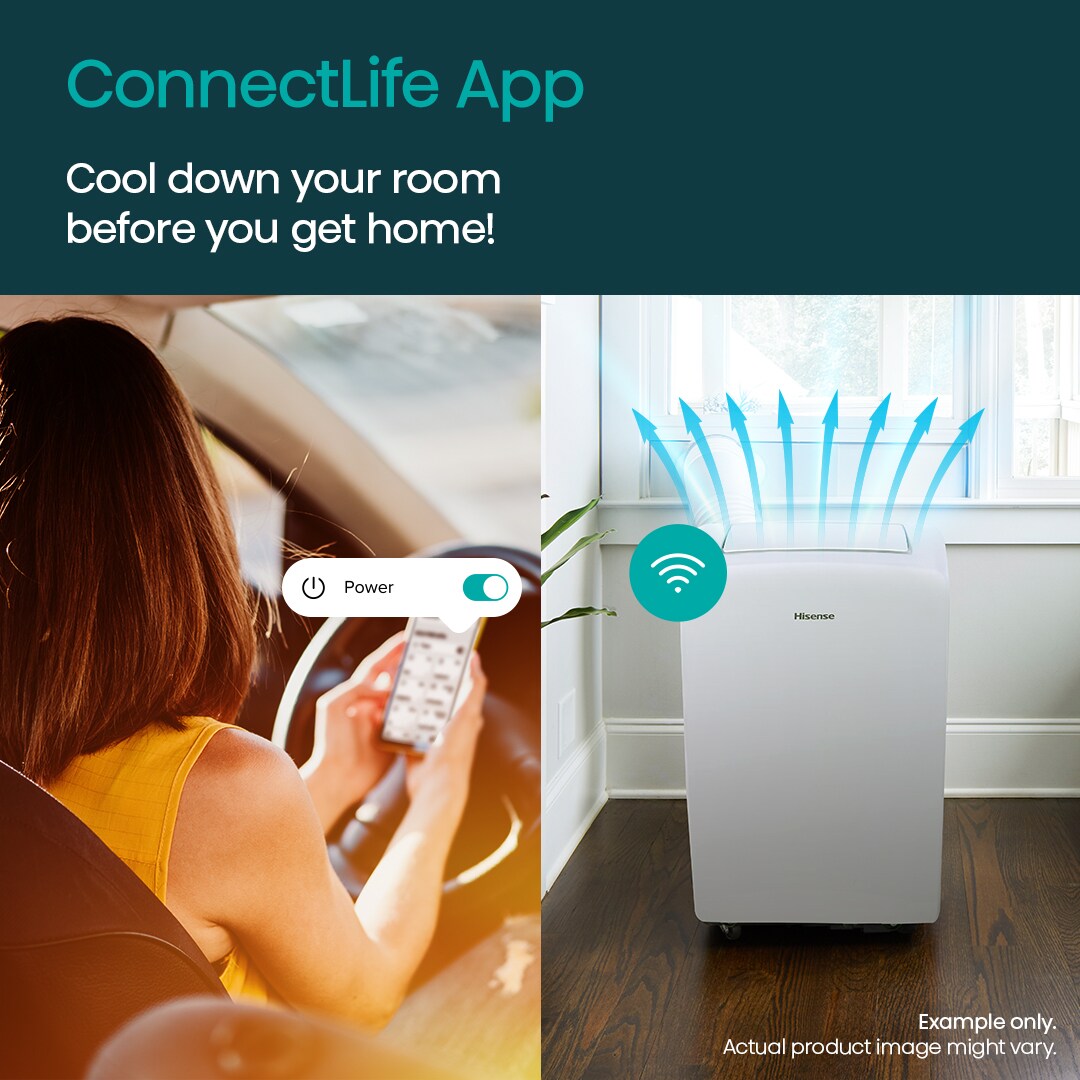 Hisense 12000-BTU DOE (15000-BTU ASHRAE) 115-Volt White Vented Portable Air Conditioner Wi-fi Compatibility Cools 501-700 Sq Ft