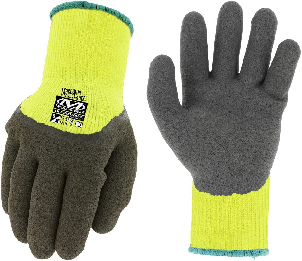 Mechanix Wear High-Visibility Coated-Knit Work Gloves Hi-Viz Speedknit Thermal, 1 Pair (Size L/XL)