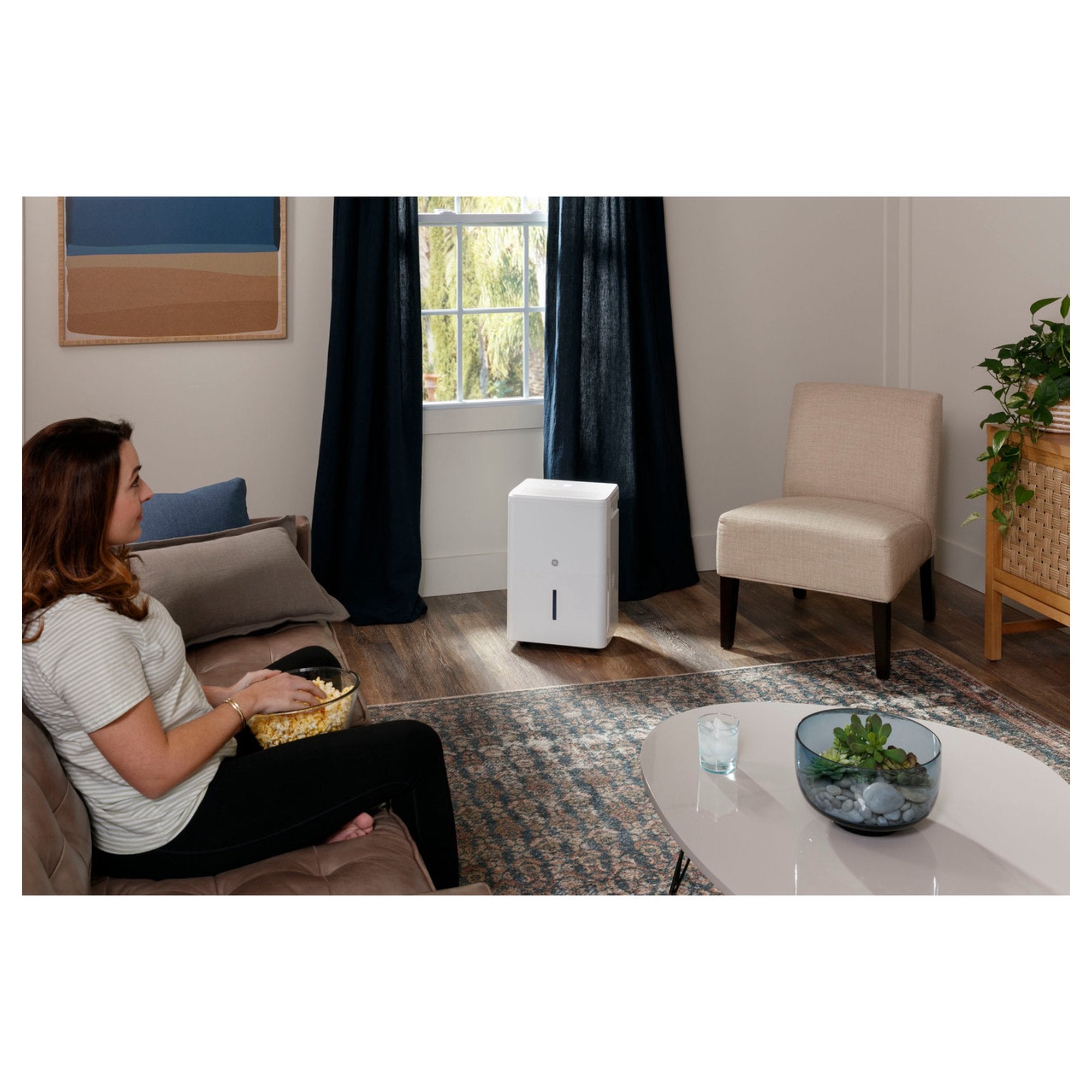 GENERAL ELECTRIC 50-Pint Portable Dehumidifier with Drain, White