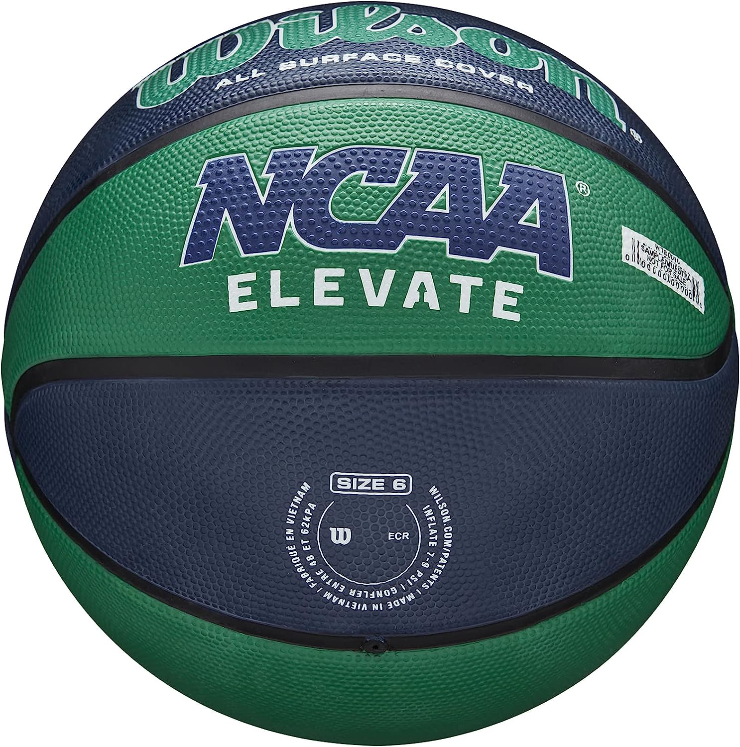 Wilson NCAA Elevate Basketball, Size 6 - 28.5" Green/Navy