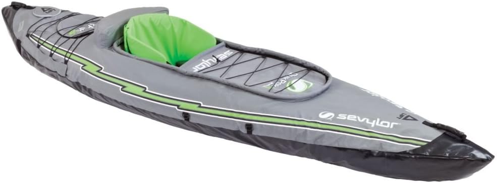 Sevylor QuickPak K5 1-Person Inflatable Kayak, Kayak Folds Into Backpack with 5-Minute Setup; Hand Pump and Paddle Included