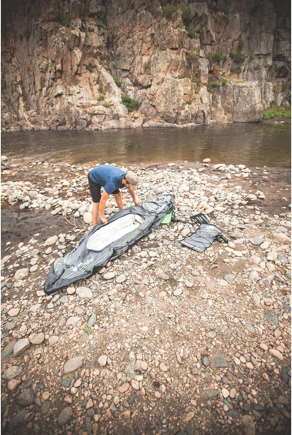 Sevylor QuickPak K5 1-Person Inflatable Kayak, Kayak Folds Into Backpack with 5-Minute Setup; Hand Pump and Paddle Included