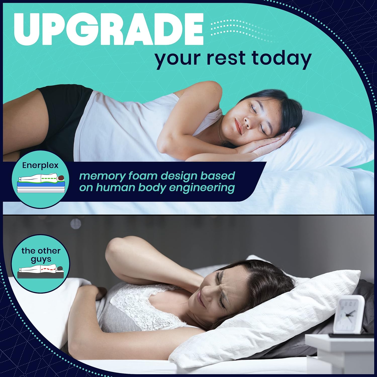 EnerPlex Memory Foam Pillows - Pack of 2 Adjustable, CertiPUR-US Certified King Size Pillows for Sleeping w/Extra Foam & Removable Viscose of Bamboo Cover - Machine Washable Firm Pillow 2 King