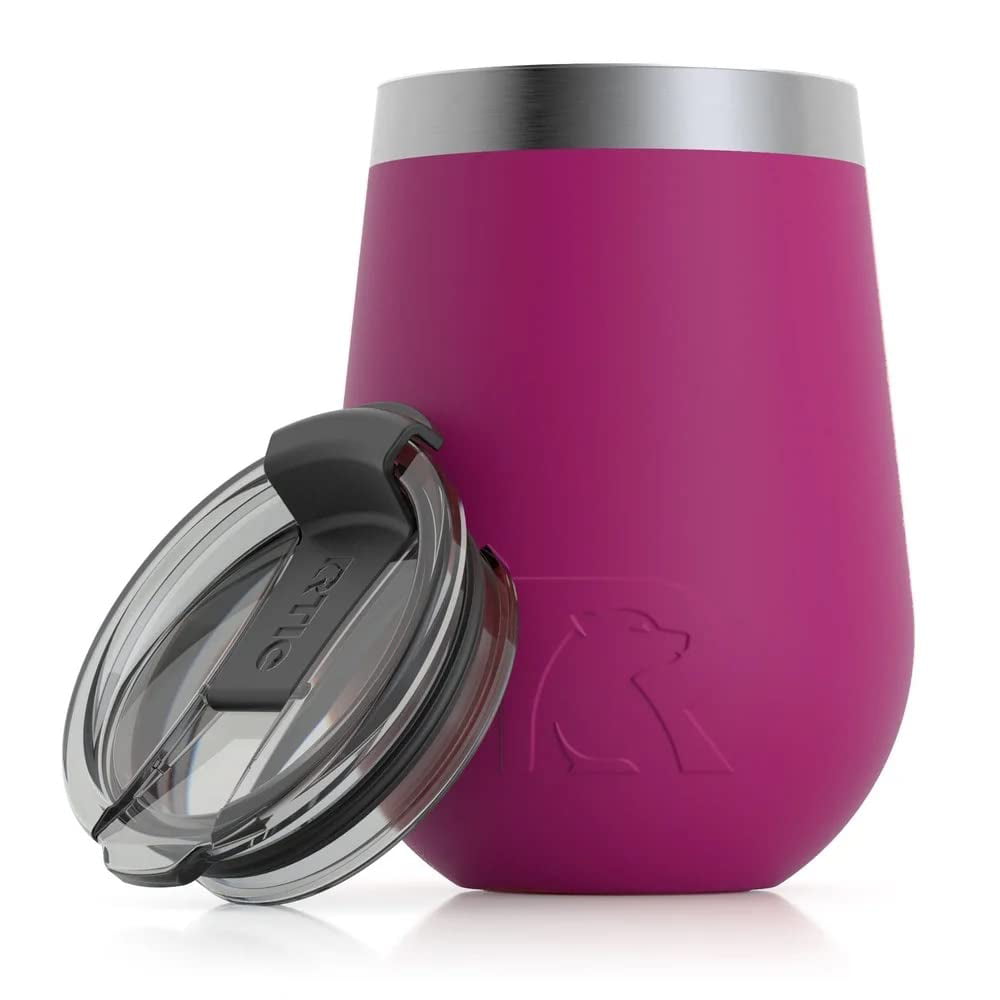 RTIC Cocktail Tumbler Insulated Stainless Steel Metal Drink Tumbler Glasses with Lid, Travel Cup, Hot and Cold Beverage, Portable, Very Berry
