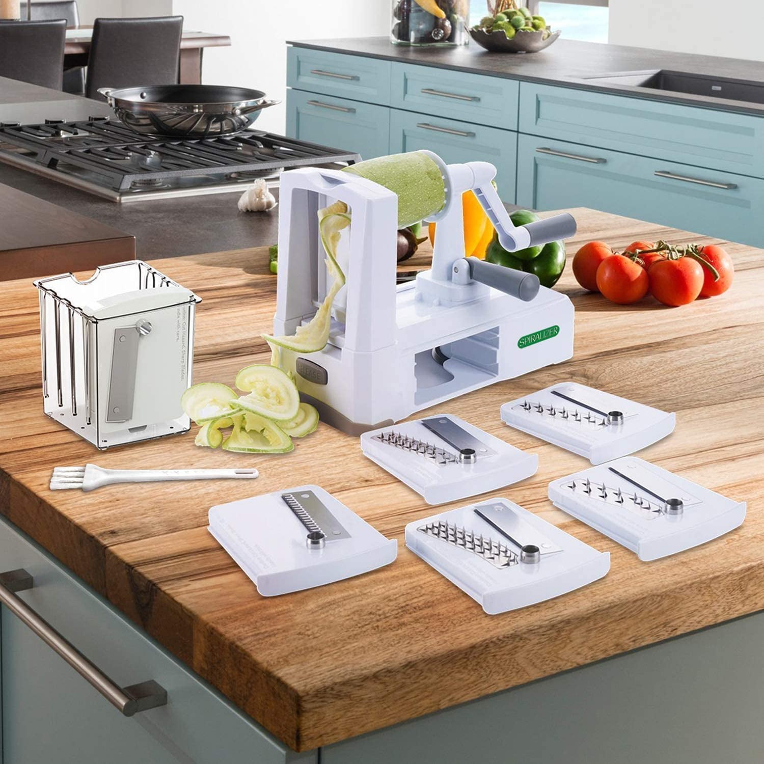Spiralizer 7-Blade Vegetable Slicer, Strongest-and-Heaviest Spiral Slicer, Best Veggie Pasta Spaghetti Maker for Keto/Paleo/Gluten-Free, Comes with 4 Recipe Ebooks