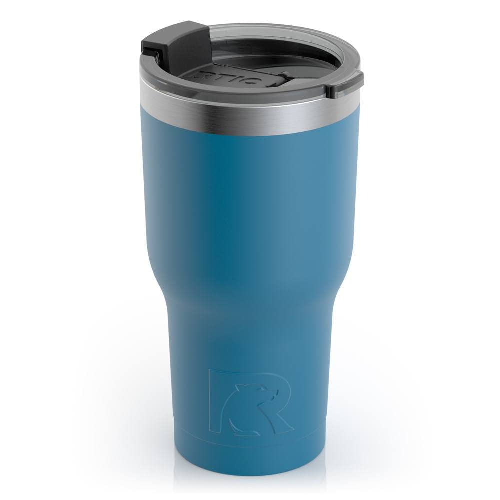 RTIC 20 oz Insulated Tumbler Stainless Steel Coffee Travel Mug with Lid, Spill Proof, Hot Beverage and Cold, Portable Thermal Cup for Car, Camping, Lake Blue
