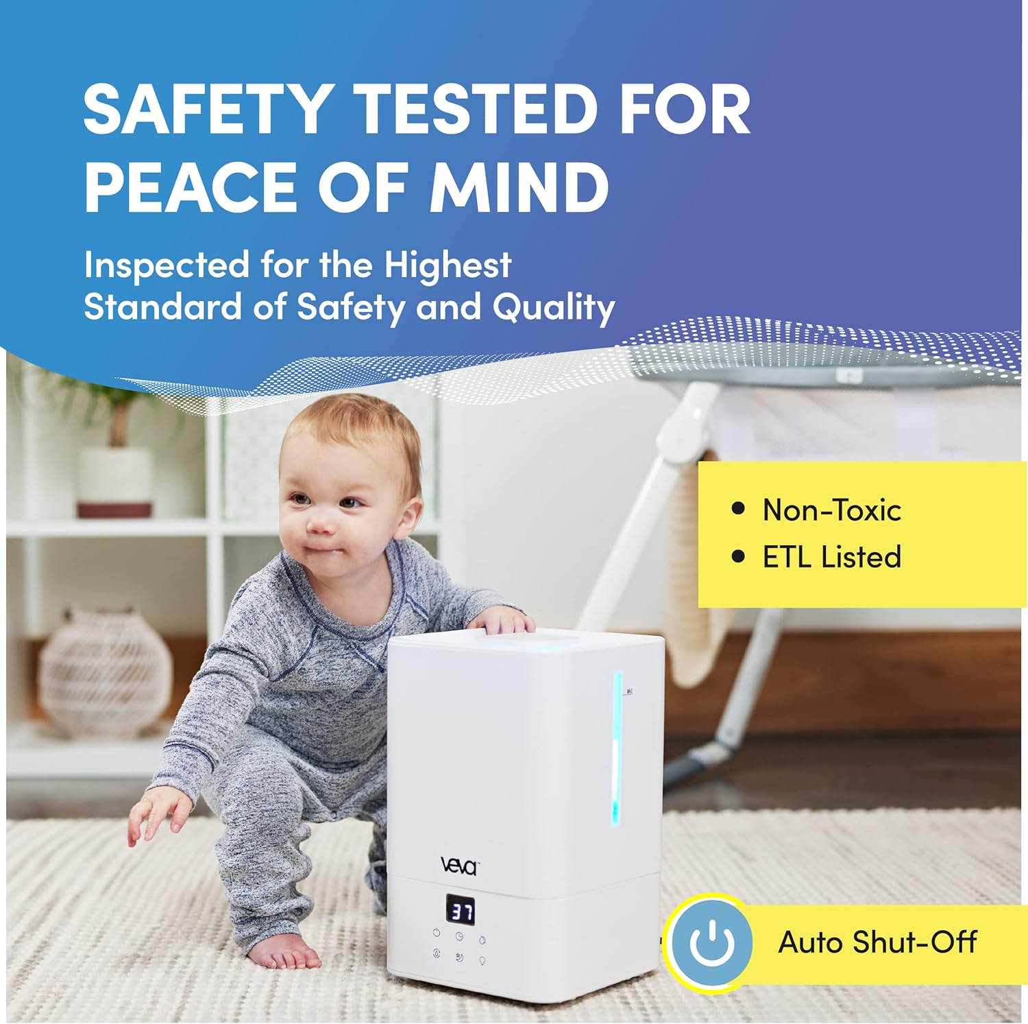 VEVA Humidifiers for Bedroom Large Room 4.5L, Cool Mist Water Vaporizer Essential Oil Diffuser, Quiet Humidifiers for Baby, Covers up to 323 Sq. Ft.