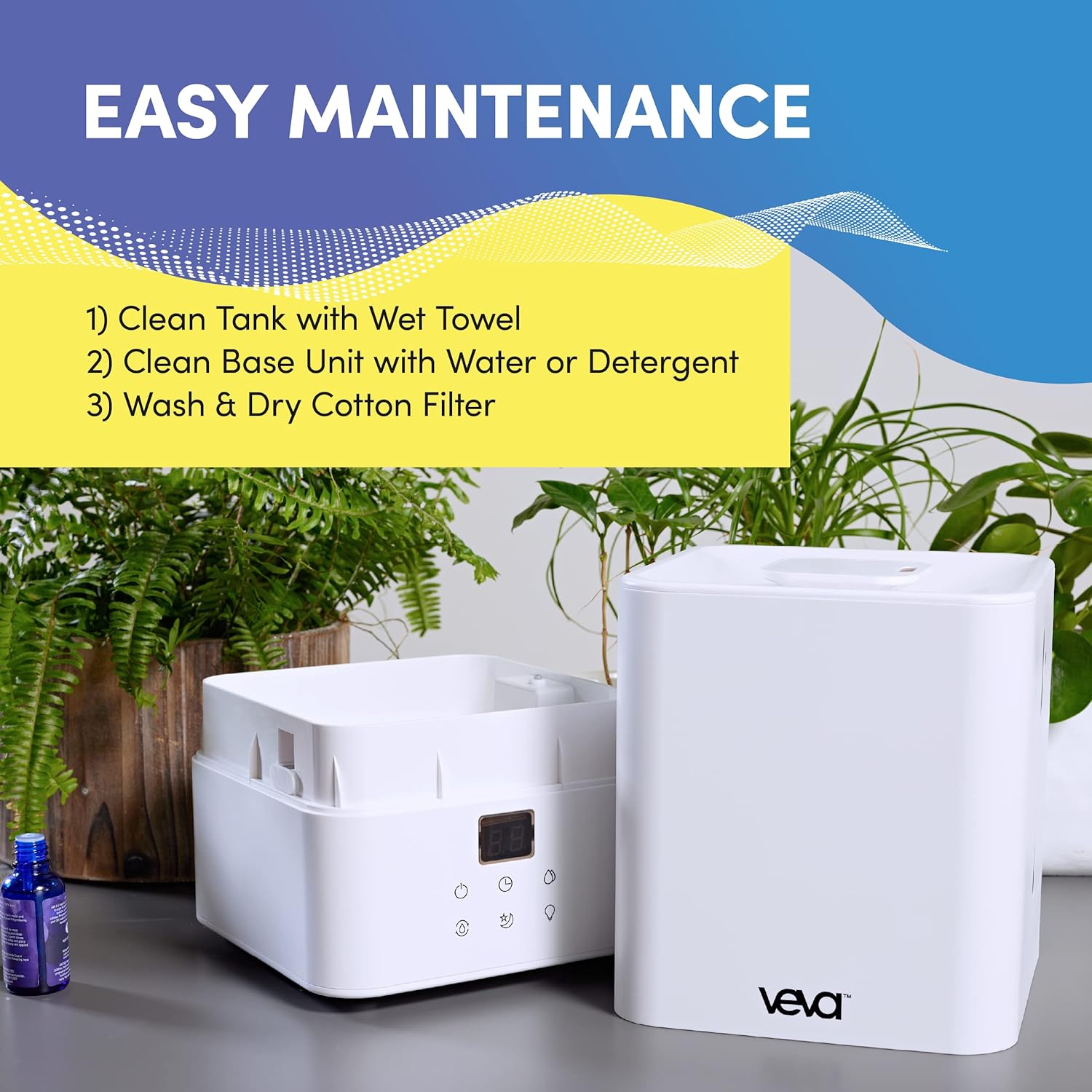 VEVA Humidifiers for Bedroom Large Room 4.5L, Cool Mist Water Vaporizer Essential Oil Diffuser, Quiet Humidifiers for Baby, Covers up to 323 Sq. Ft.