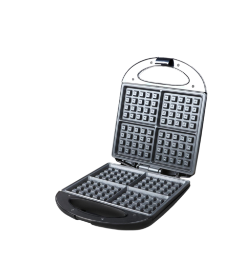 Classic Waffle Iron, 4 Square Belgian Waffle Maker, Non-Stick with Indicator Lights, Compact Design for Easy Storage, Black