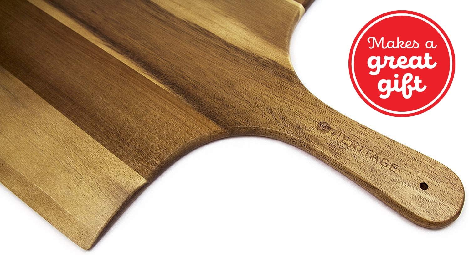 Heritage Acacia Wood Pizza Peel - 22x14 inch Large Wooden Paddle Board with Handle