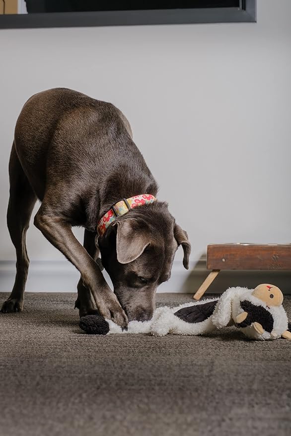 Pronk! Pets Cow Black & White Treat Pocket 19.5-Inch Durable Plush Treat Dispensing Dog Toy