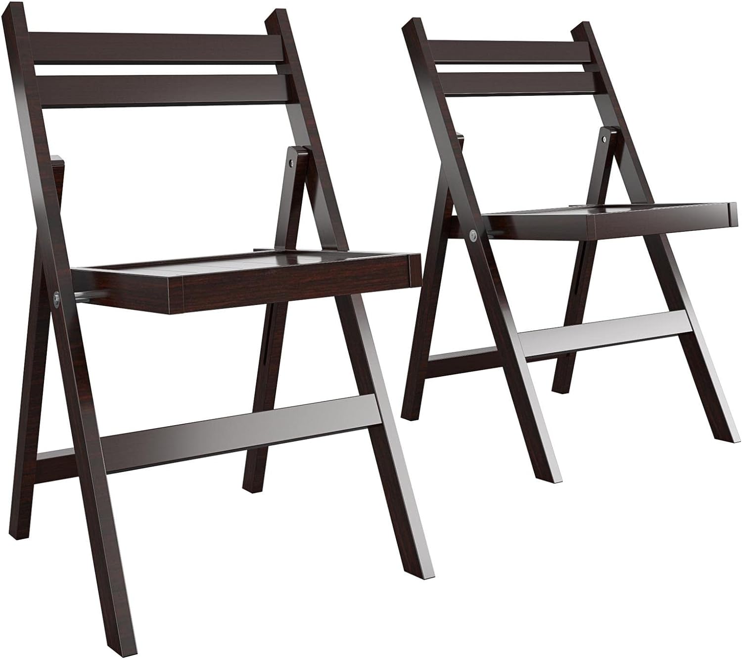 CoscoProducts COSCO XL Wood Slat Back Folding Chair, 2-Pack, Dark Mahogany