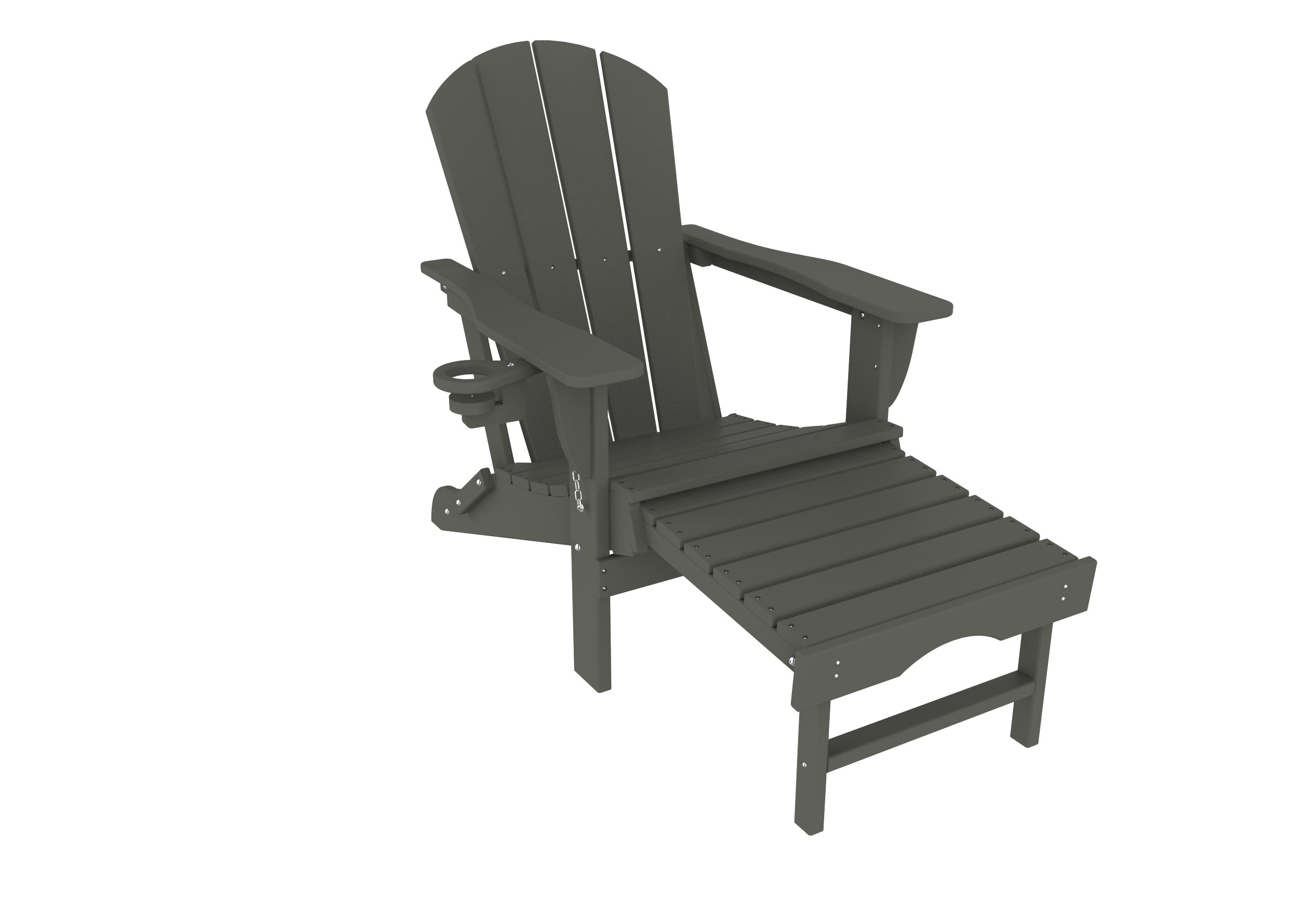 Trappers Peak All-Weather Folding Adirondack Chair w/ Footrest-HDPE