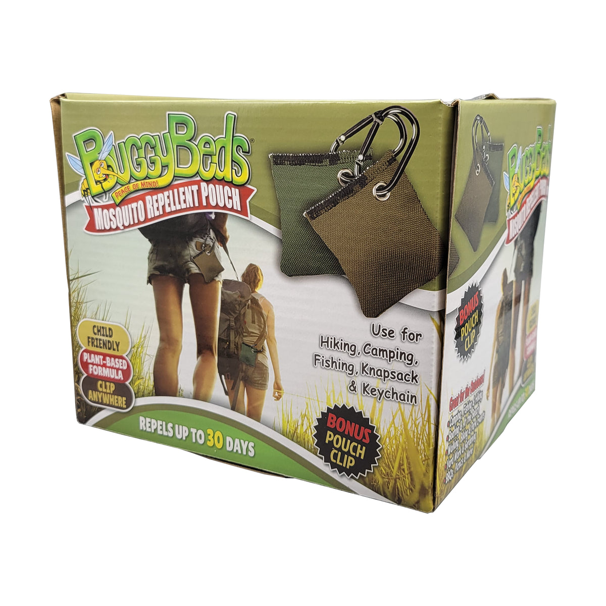 BuggyBeds Mosquito Repellent Pouches with Pouch Clip, 20-Pack