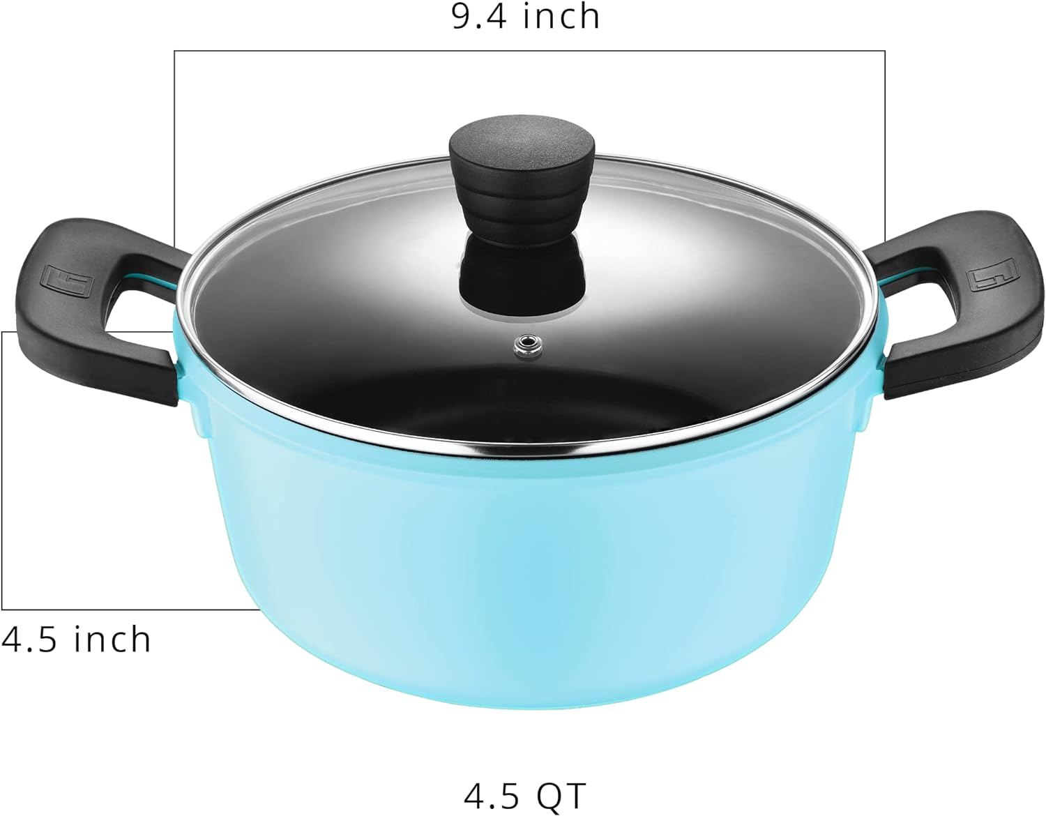 Retro by Bergner - 4.5 Qt Non Stick Cast Aluminum Dutch Oven with Vented Glass Lid, Blue