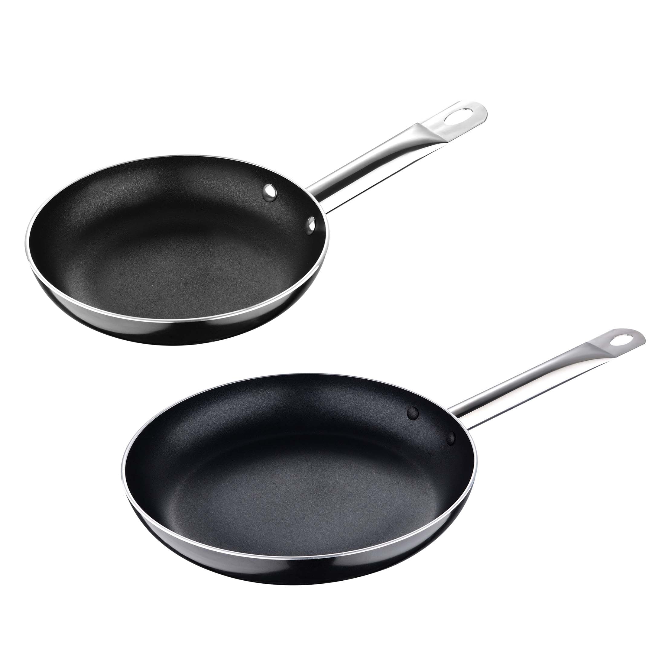 Prochef by Bergner - 2 Pc, 10" & 12" Cast Aluminum Non Stick Fry Pans Set, Black