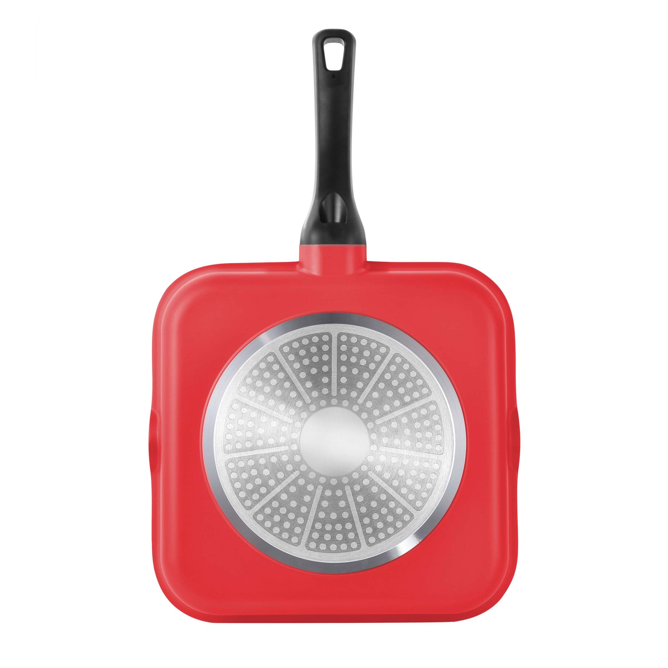 Retro by Bergner - 11" Non Stick Cast Aluminum Grill Pan, Red