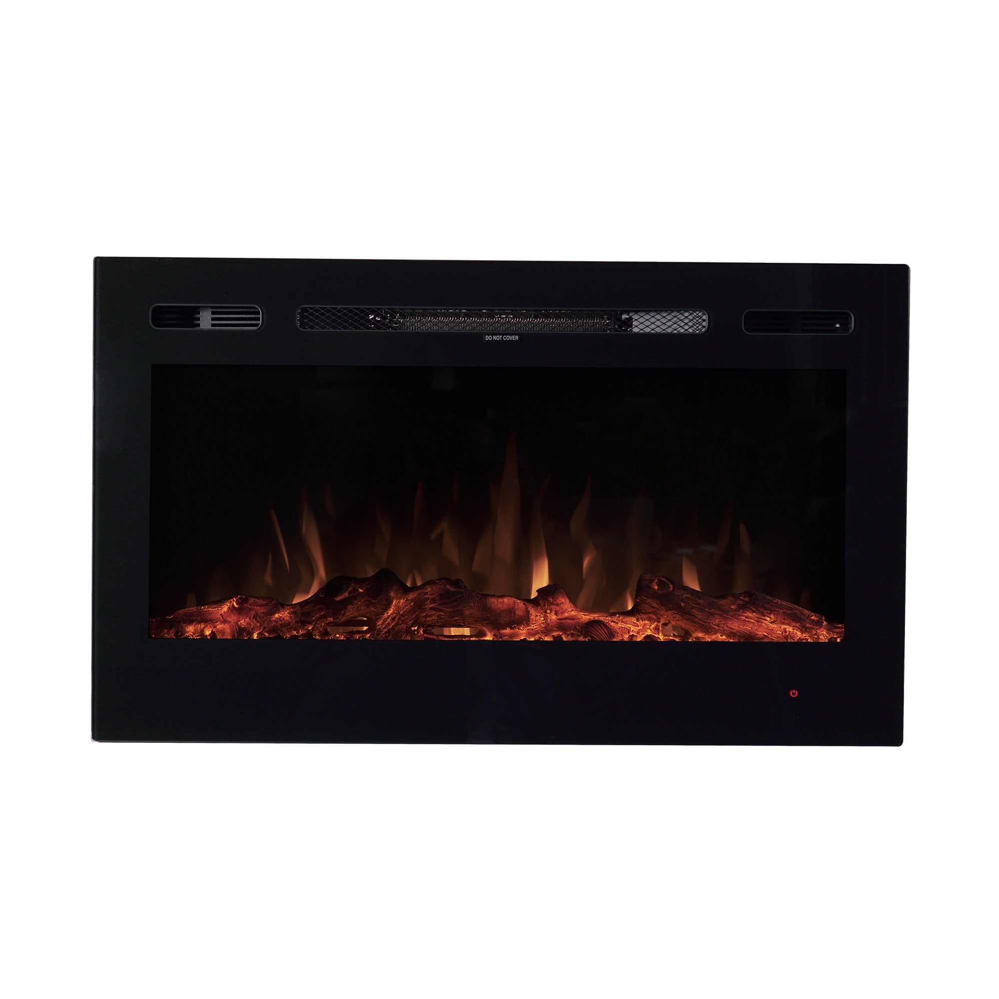 Edenbranch 36 Black Wall Mounted or Built In Recessed Electric Fireplace w/ Log Flame Effect