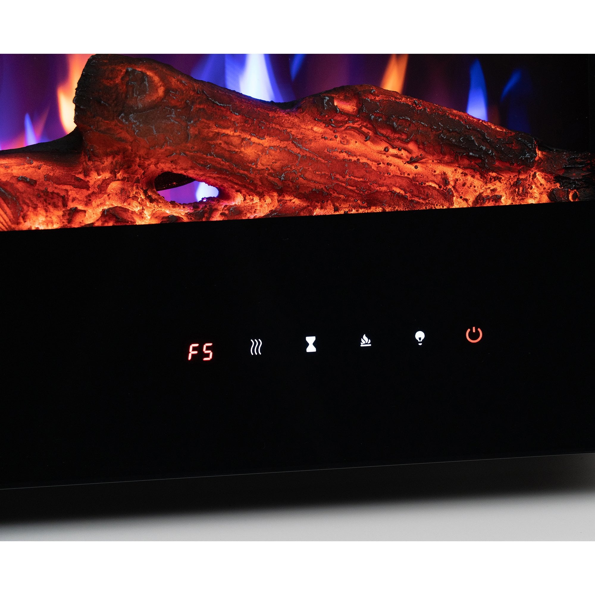 Edenbranch 36 Black Wall Mounted or Built In Recessed Electric Fireplace w/ Log Flame Effect