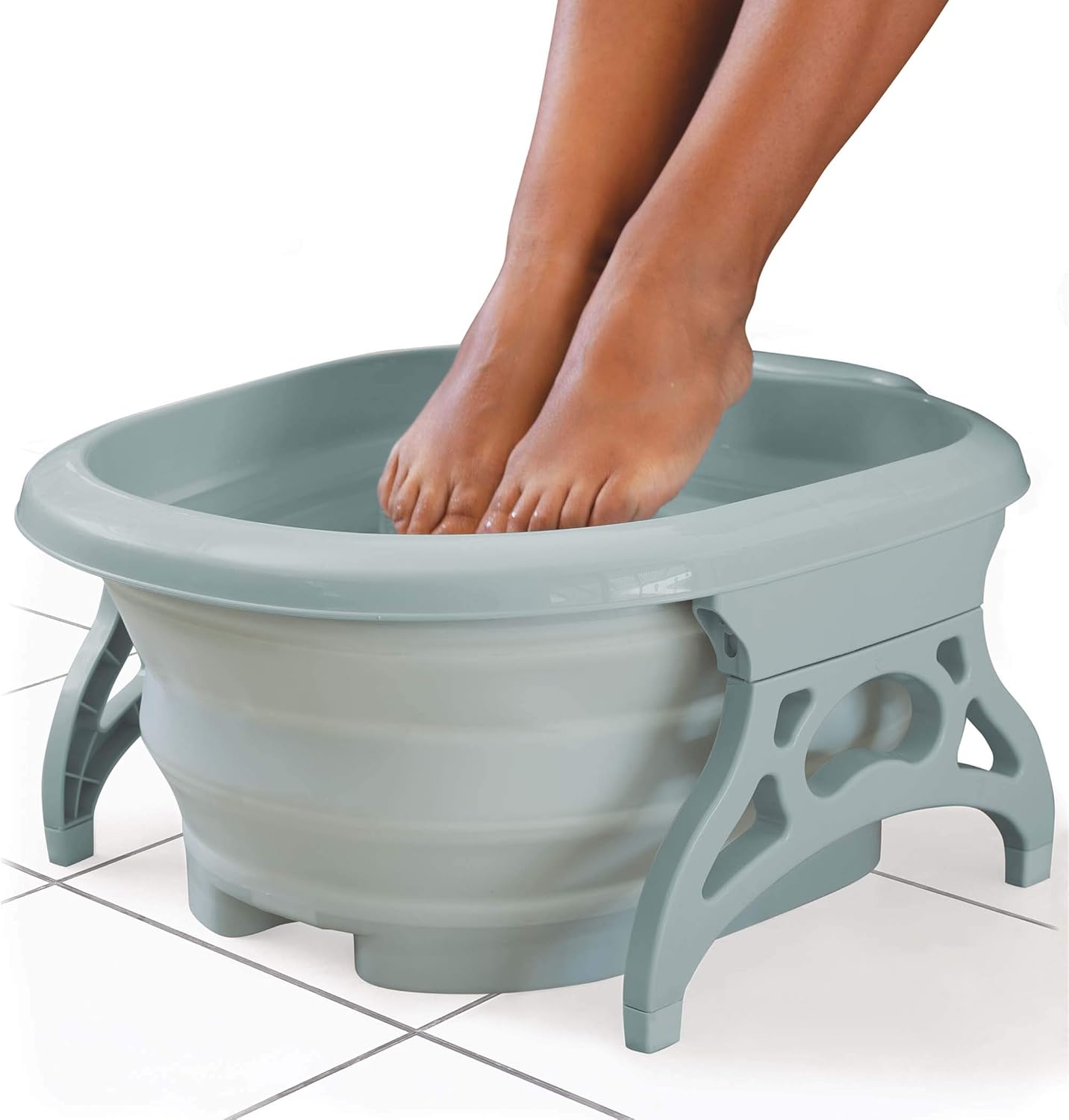 Estelle Beauty Collapsible Foot Bath Massager - Non-Slip 3 Gal. Capacity - Gray