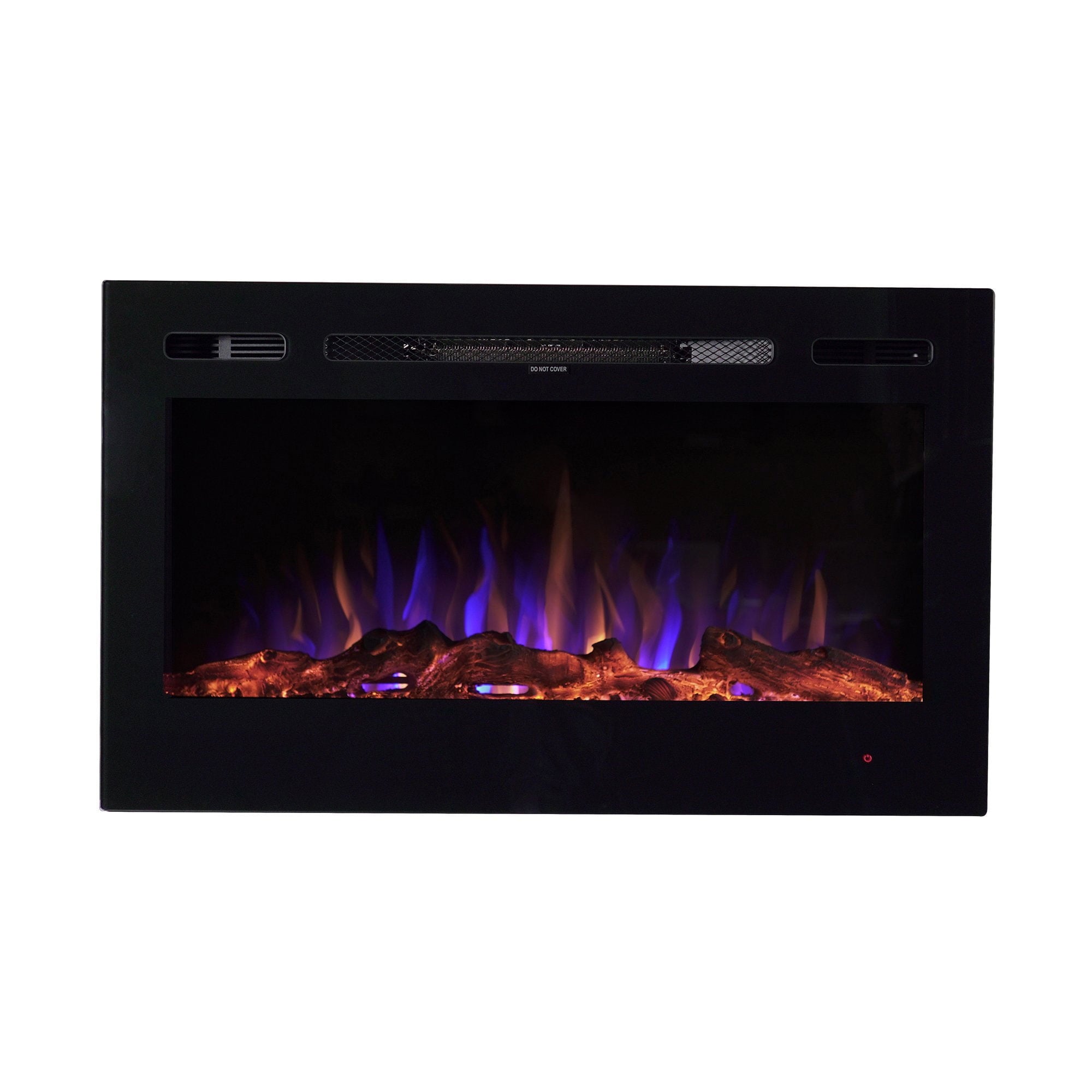 Edenbranch 36 Black Wall Mounted or Built In Recessed Electric Fireplace w/ Log Flame Effect