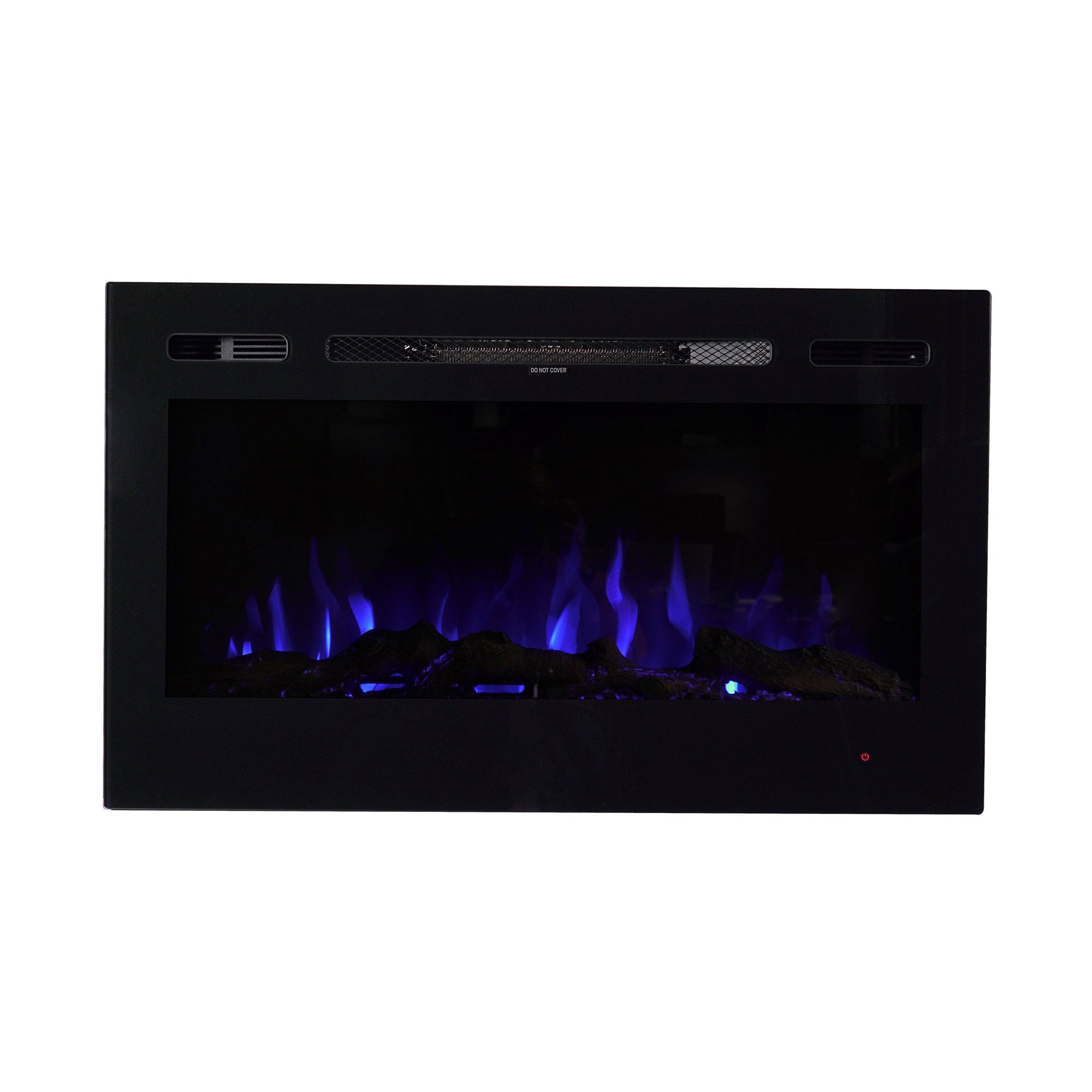 Edenbranch 36 Black Wall Mounted or Built In Recessed Electric Fireplace w/ Log Flame Effect